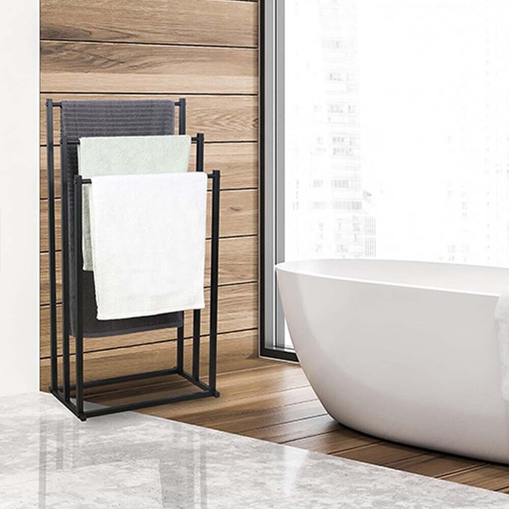 3-Tier Metal Towel Rack Freestanding Bathroom Organiser Rail — Allure Home Collections