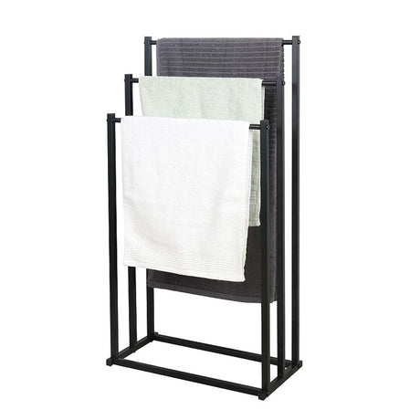 3-Tier Metal Freestanding Towel Rack — Bathroom Rail Shelf and Dryer — Allure Home Collections