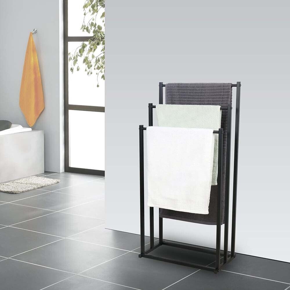 3-Tier Metal Freestanding Towel Rack — Bathroom Rail Shelf and Dryer — Allure Home Collections