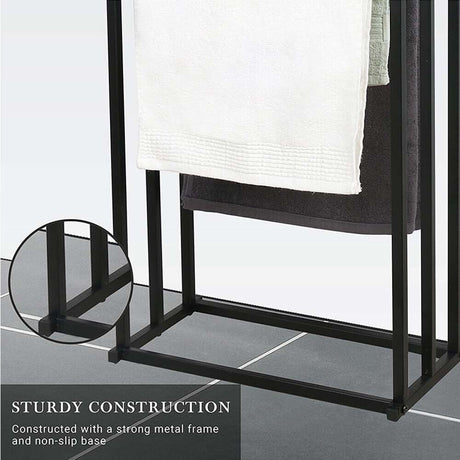 3-Tier Metal Freestanding Towel Rack — Bathroom Rail Shelf and Dryer — Allure Home Collections