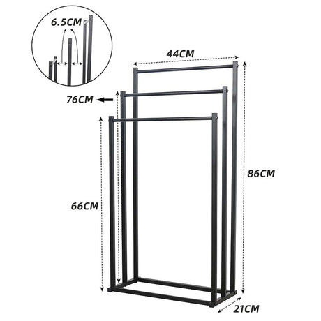3-Tier Metal Freestanding Towel Rack — Bathroom Rail Shelf and Dryer — Allure Home Collections