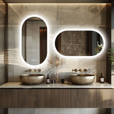 800x500mm LED Bathroom Mirror Oval Anti-Fog Dimmable Wall Mount