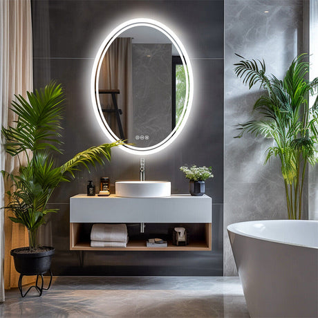 500x700mm LED Bathroom Mirror Oval Dimmable Anti-Fog