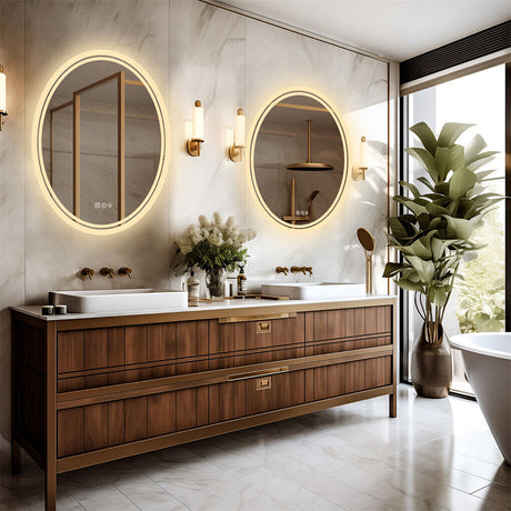 600x800mm LED Bathroom Mirror Oval Anti-Fog Dimmable
