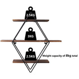 Geometric Vintage Rustic Wooden Floating Shelves