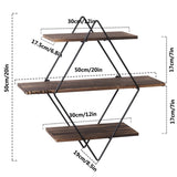 Geometric Vintage Rustic Wooden Floating Shelves