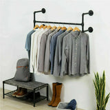 Iron wall mounted clothes rack with shelf