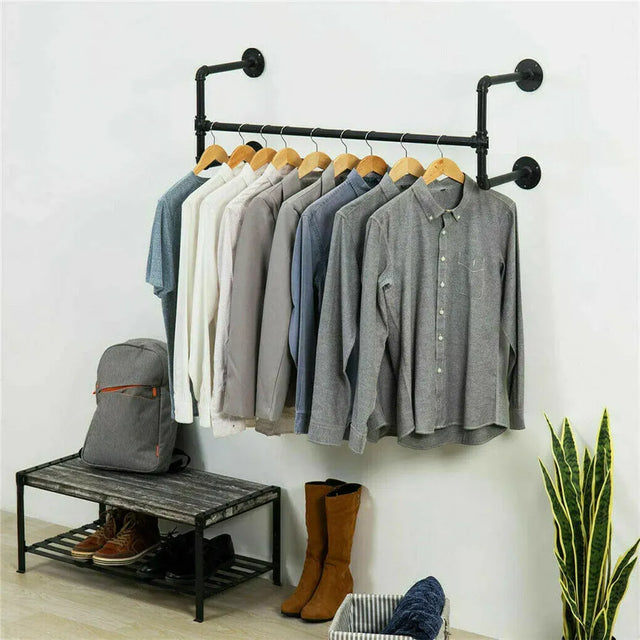 Iron wall mounted clothes rack with shelf