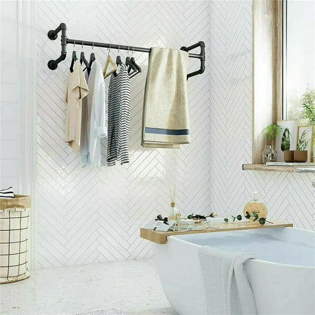 Iron wall mounted clothes rack with shelf
