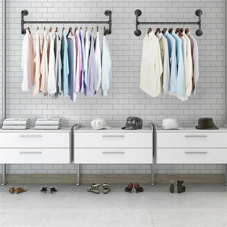Iron wall mounted clothes rack with shelf