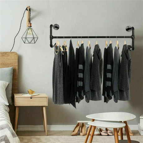 Iron wall mounted clothes rack with shelf