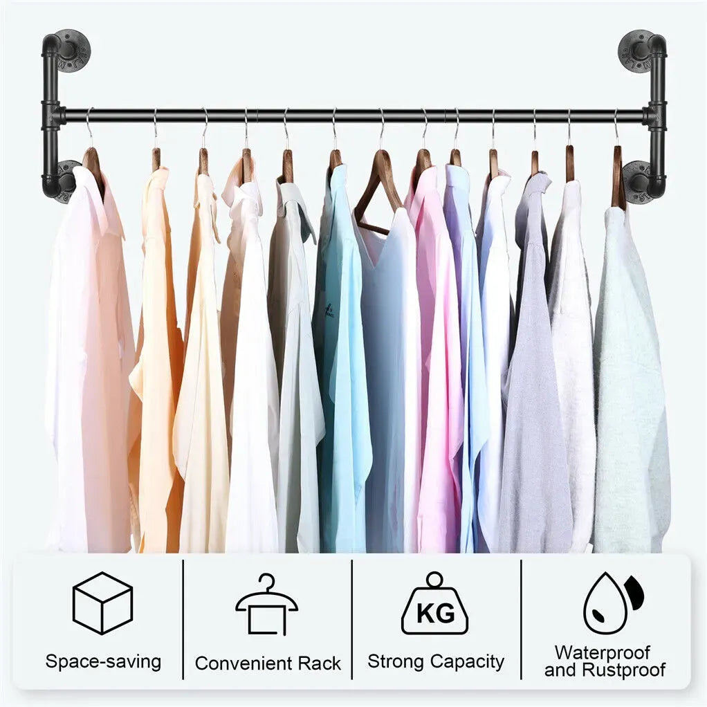 Iron wall mounted clothes rack with shelf