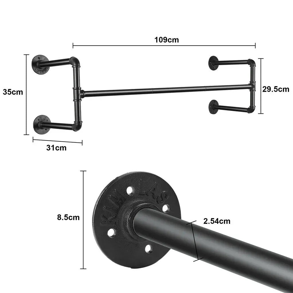 Iron wall mounted clothes rack with shelf