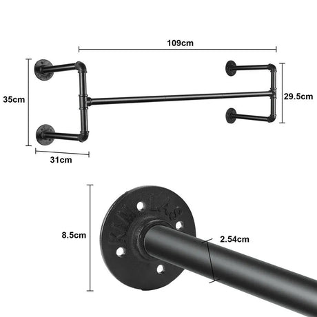 Iron wall mounted clothes rack with shelf