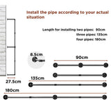 Industrial iron pipe wall mounted clothes rail with hooks