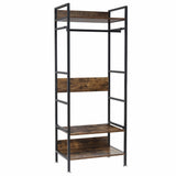 Metal garment rack coat stand with adjustable shelves