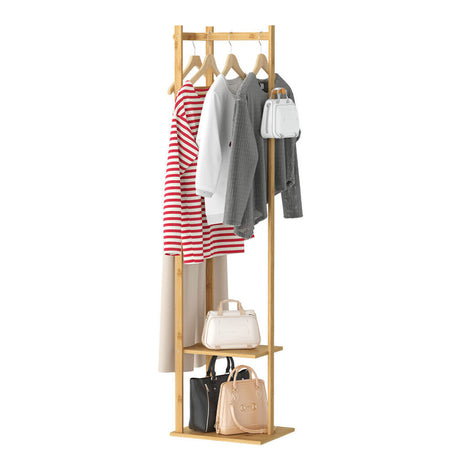 Curlewis Bamboo Coat Rack with Shoe Shelf, Natural