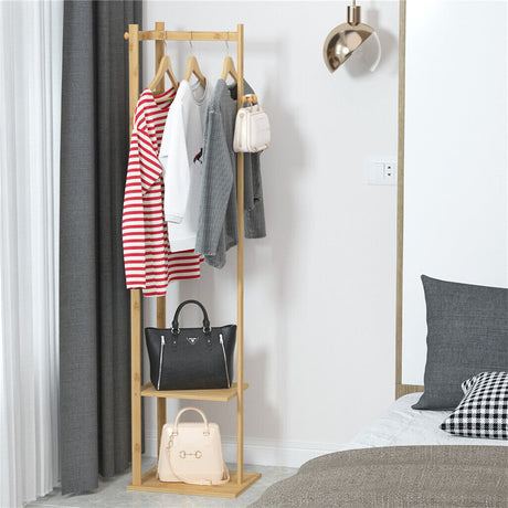 Curlewis Bamboo Coat Rack with Shoe Shelf, Natural