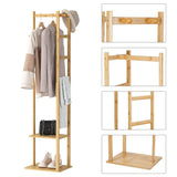 Curlewis Bamboo Coat Rack with Shoe Shelf, Natural