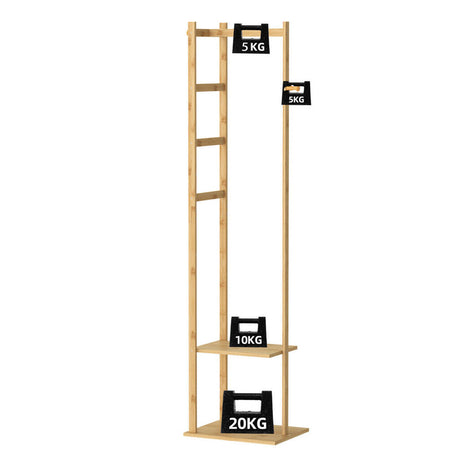 Curlewis Bamboo Coat Rack with Shoe Shelf, Natural