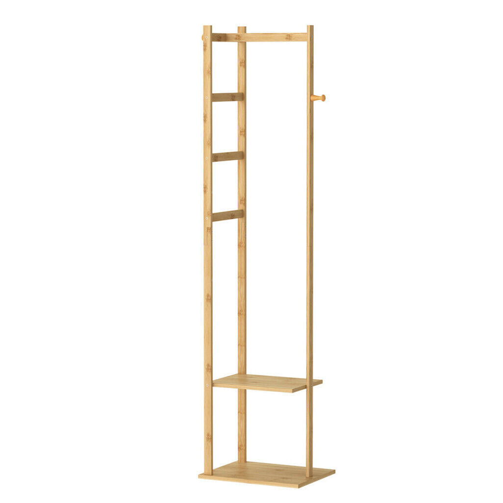 Curlewis Bamboo Coat Rack with Shoe Shelf, Natural