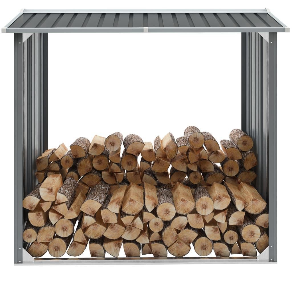 Steel outdoor log storage shed with raised floor, 172 x 91cm