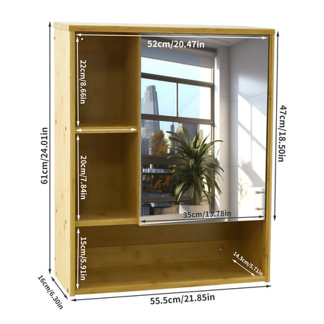 Worrolong 555mm Mirror Cabinet, Natural