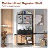 Rustic industrial storage bookshelf with two drawers