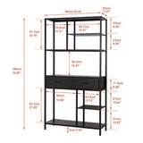 Rustic industrial storage bookshelf with two drawers