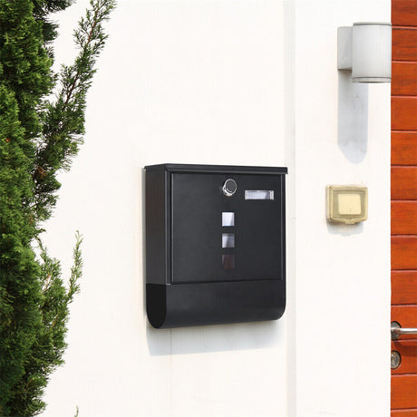 Wall mounted lockable galvanised steel mailbox with copper lock