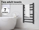 7-Bar Electric Heated Towel Rail in Black