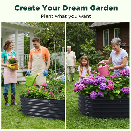 Oval Galvanised Steel Raised Garden Bed — 160 x 80 x 42cm — Allure Home Collections