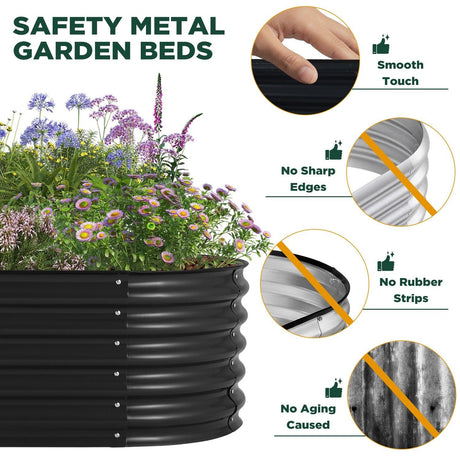Oval Galvanised Steel Raised Garden Bed — 160 x 80 x 42cm — Allure Home Collections