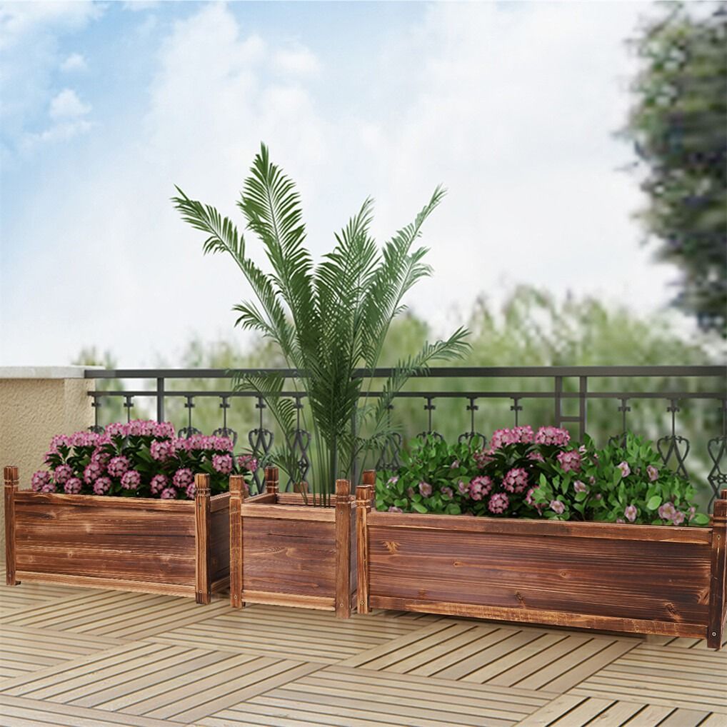 Medium Pine Wood Raised Garden Planter Box — 60 x 30 x 33cm — Allure Home Collections
