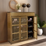 Wooden four tier shoe storage cabinet with three doors