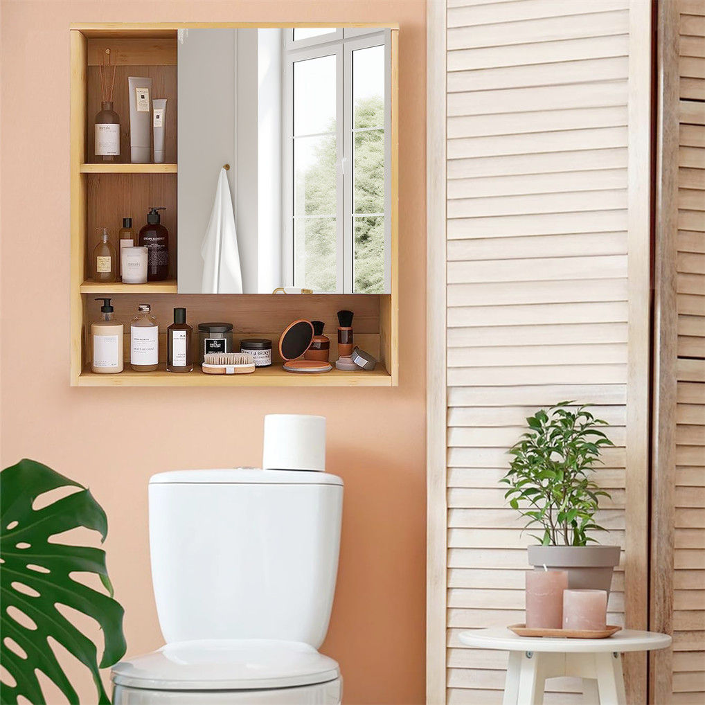 OB Flat 555mm Mirror Cabinet, Natural