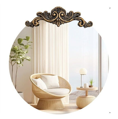 Baroque Antique Round Wall Mirror, Ornate D�cor, 90 x 94.5cm