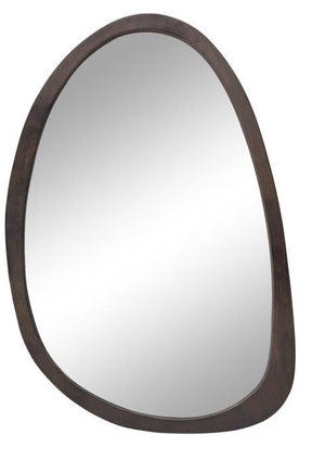 Wye River walnut framed asymmetrical wall mirror in a living room
