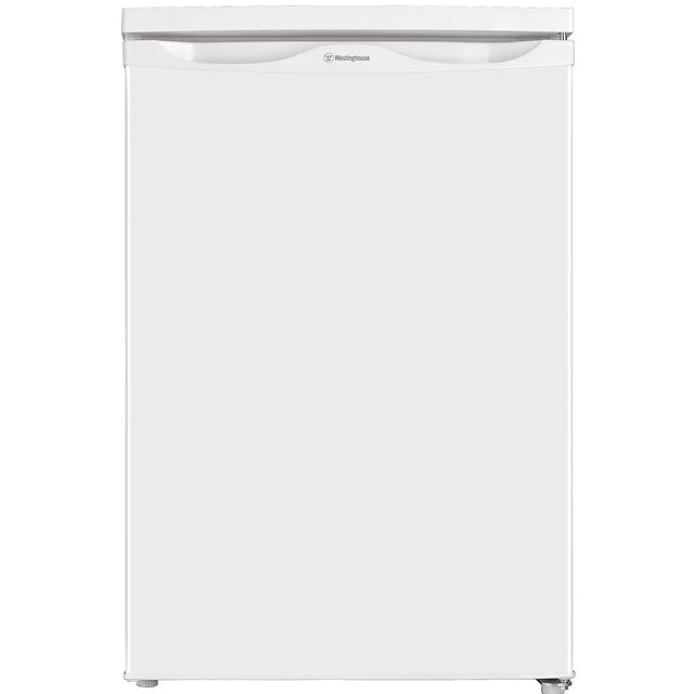White 120 L bar fridge with door closed, compact upright cabinet