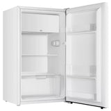 Bar fridge interior showing bottle rack and LED lit shelves