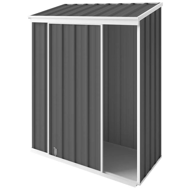Narrow slider garden shed 1.5 x 0.78 m in slate grey with sliding door