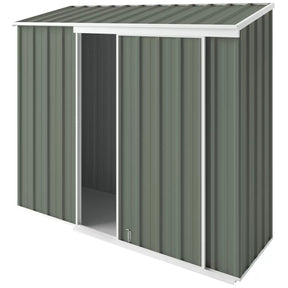 Narrow slider garden shed 2.25 x 0.78 m in mist green with sliding door