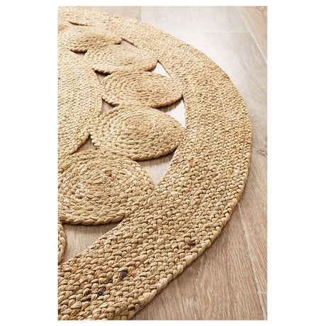 Hand Braided Jute Floor Rug Natural 150 x 150cm