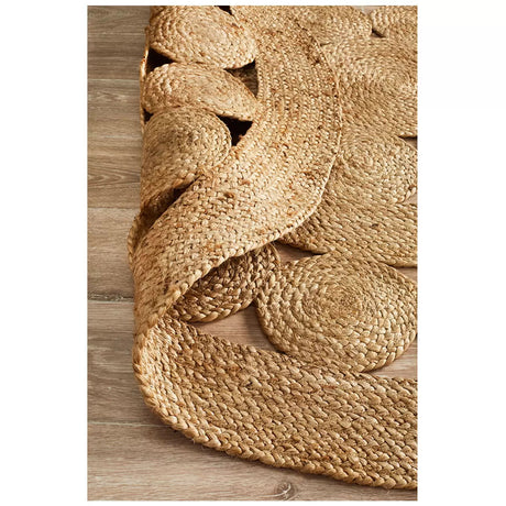 Hand Braided Jute Floor Rug Natural 150 x 150cm, view 2
