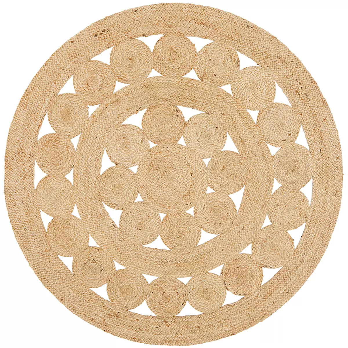 Hand Braided Jute Floor Rug Natural 150 x 150cm, view 5