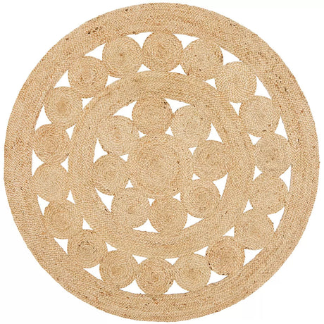 Hand Braided Jute Floor Rug Natural 150 x 150cm, view 5