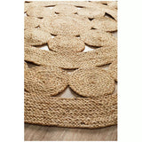 Hand Braided Jute Floor Rug Natural 150 x 150cm, view 6