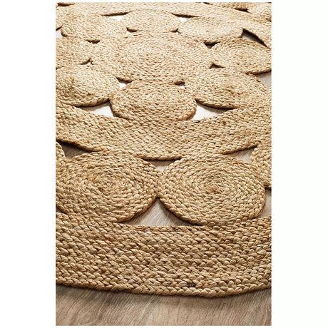 Hand Braided Jute Floor Rug Natural 150 x 150cm, view 6
