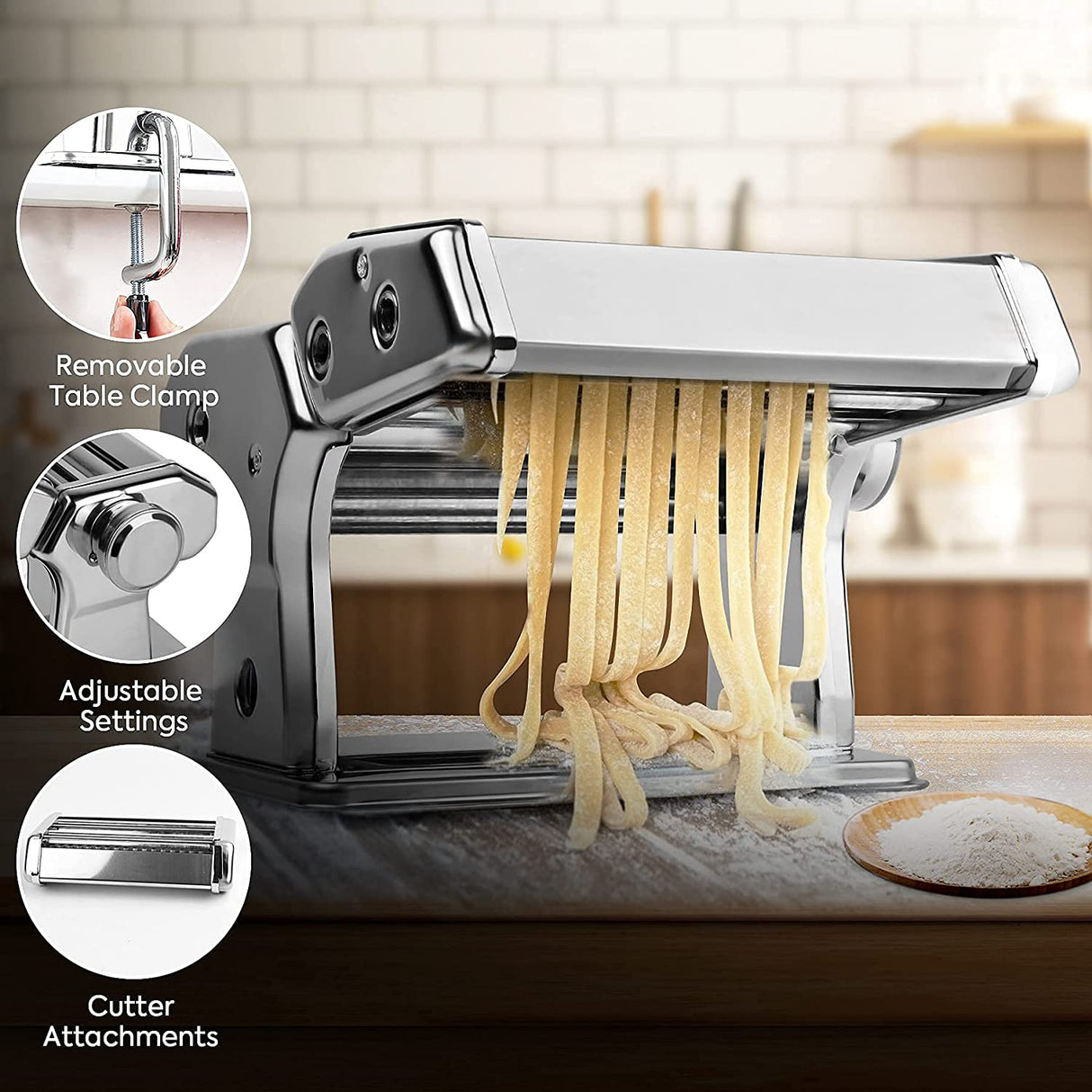 Pasta sheet rolled through the manual pasta machine
