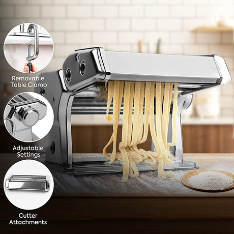 Pasta sheet rolled through the manual pasta machine